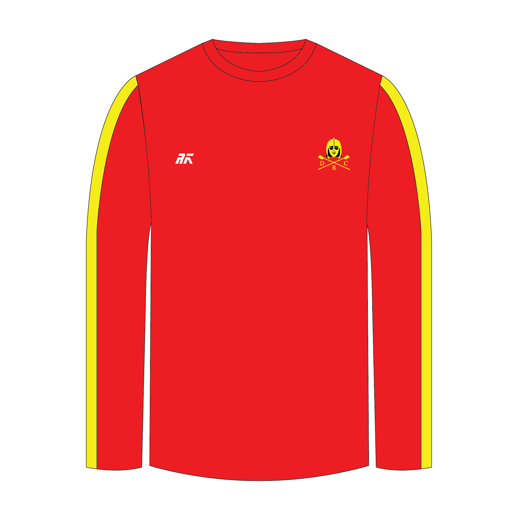 Deben Rowing Club Black BESPOKE RED Long Sleeve Gym T-shirt