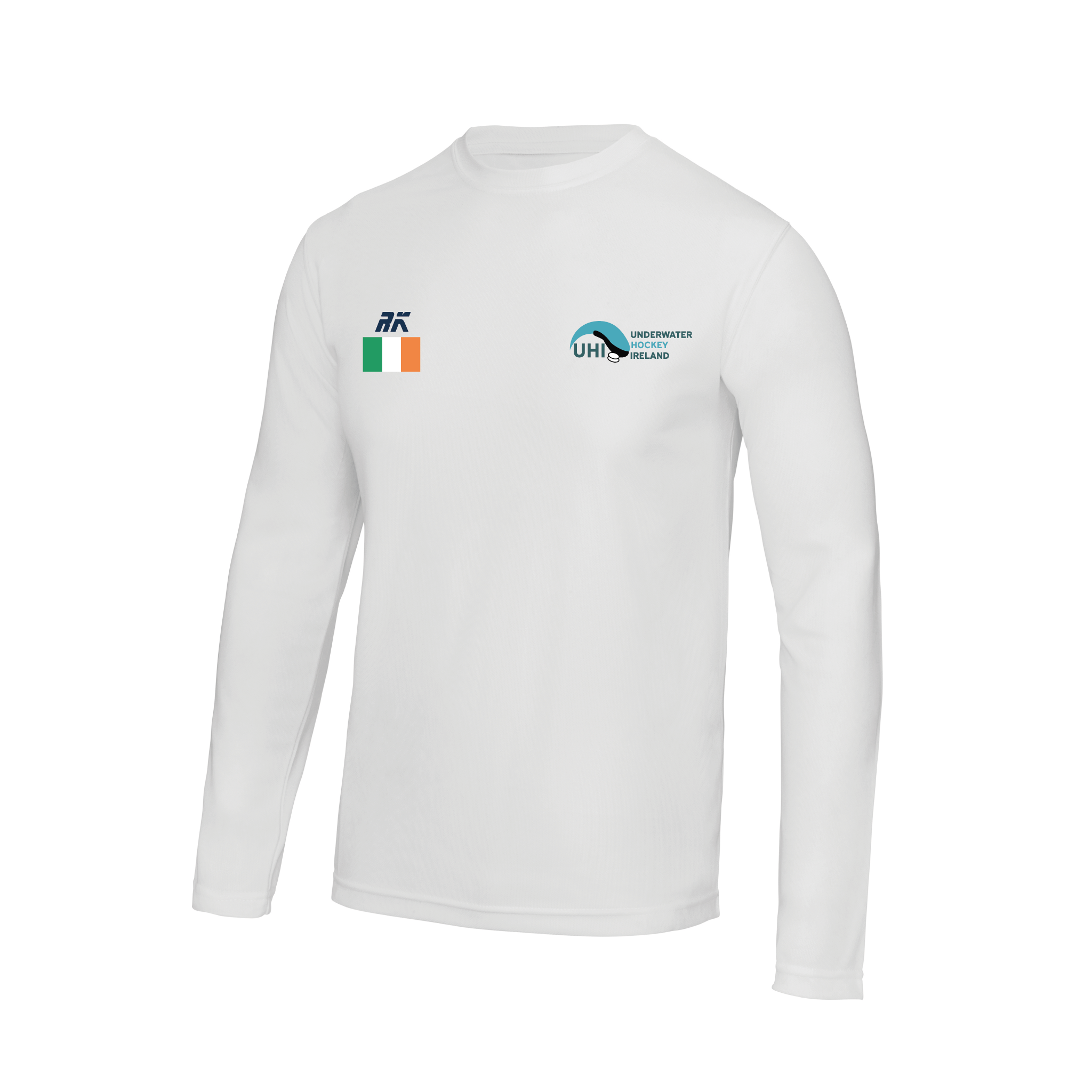 Underwater Hockey Ireland White Long Sleeve Gym T-shirt