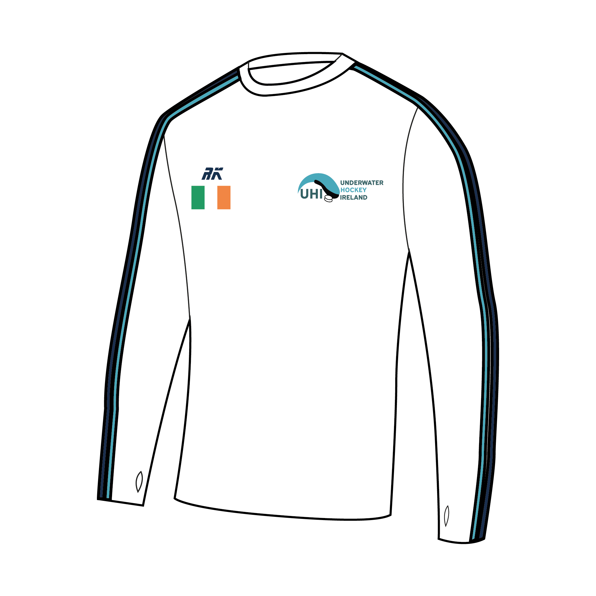 Underwater Hockey Ireland Bespoke Long Sleeve Gym T-Shirt