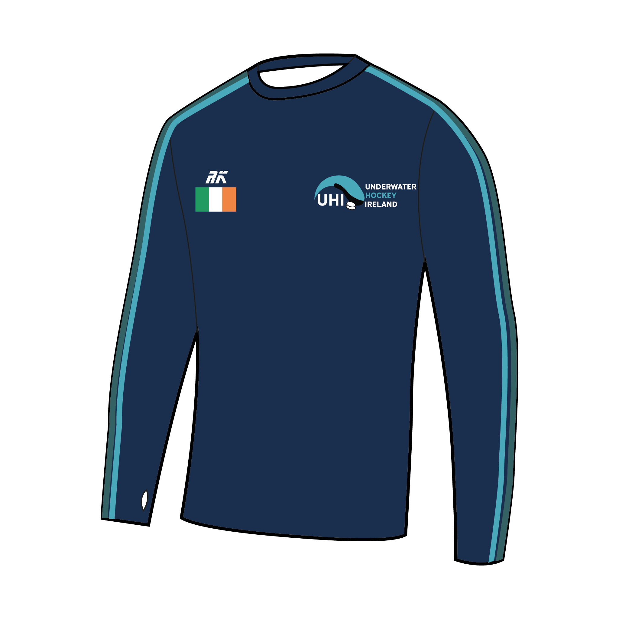 Underwater Hockey Ireland Bespoke Long Sleeve Gym T-Shirt 3