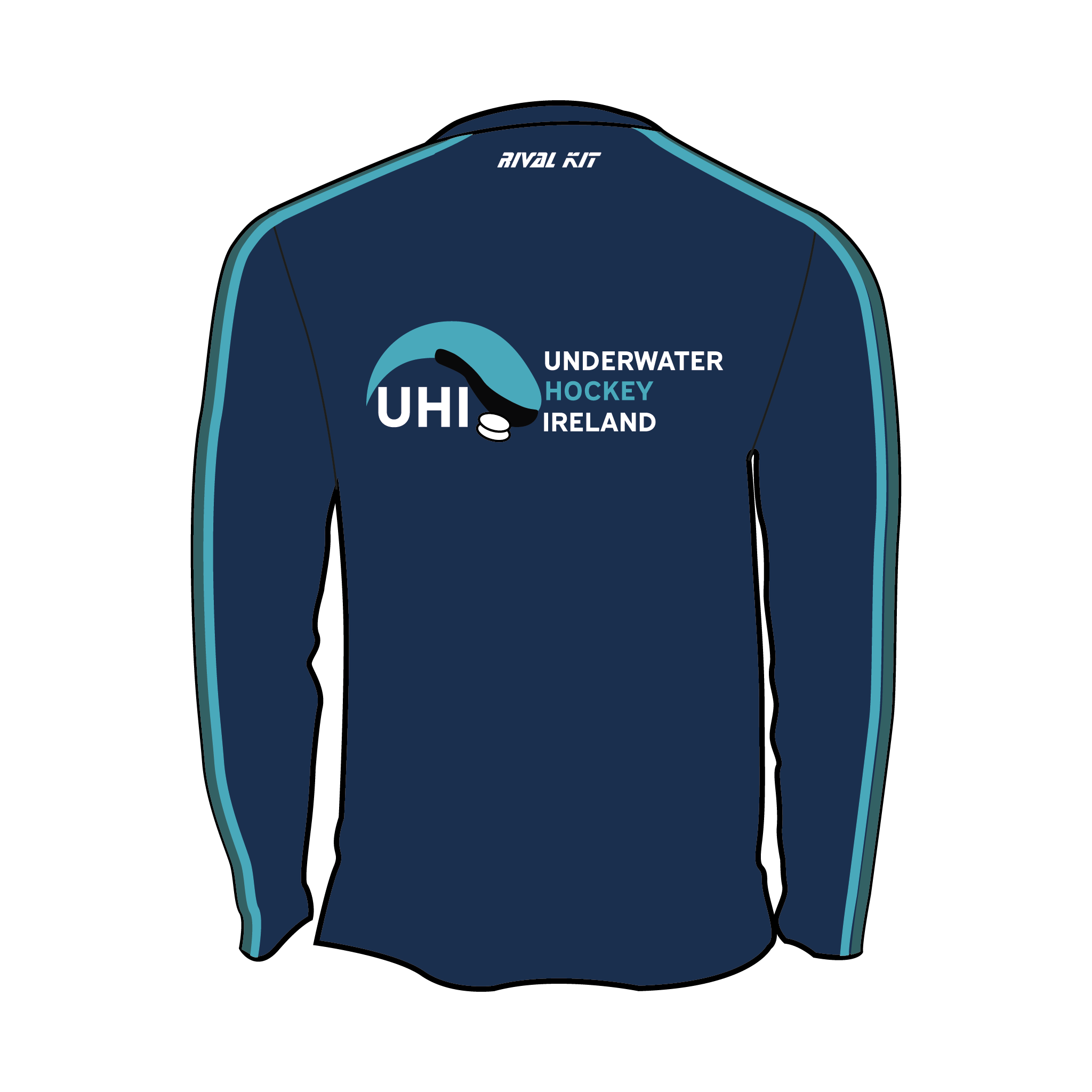 Underwater Hockey Ireland Bespoke Long Sleeve Gym T-Shirt 3