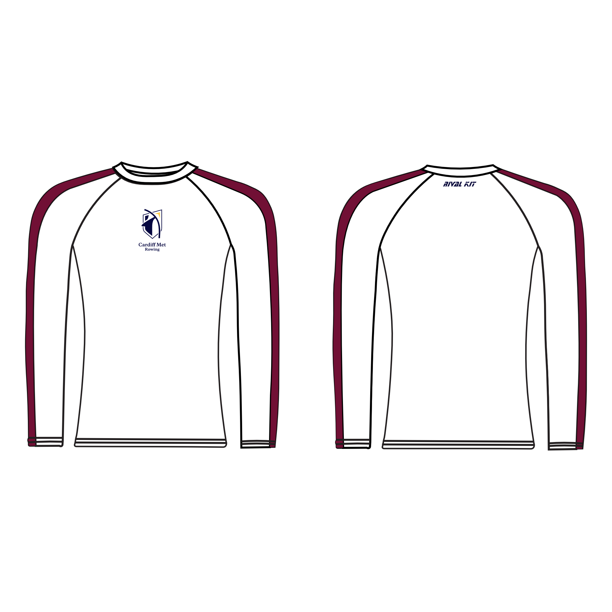 Cardiff Met Rowing Long Sleeve White Base Layer