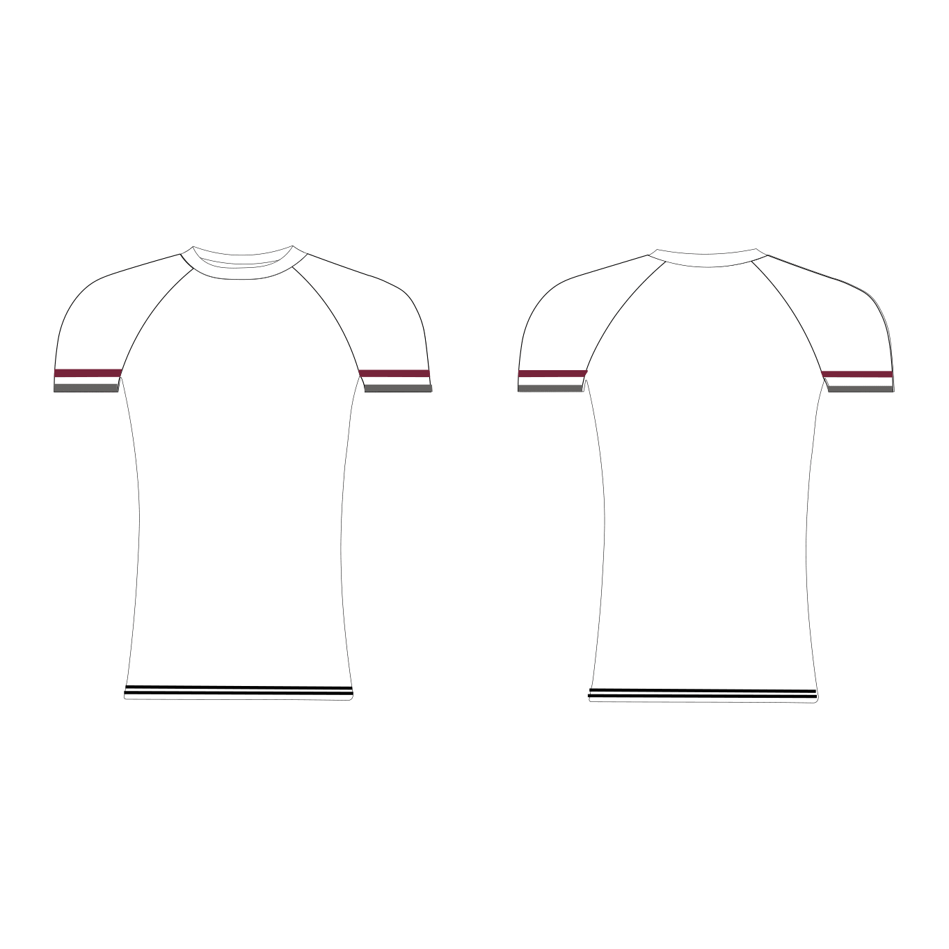 University of South Wales short sleeve base-layer with red and black detailing, showcasing front and back design.