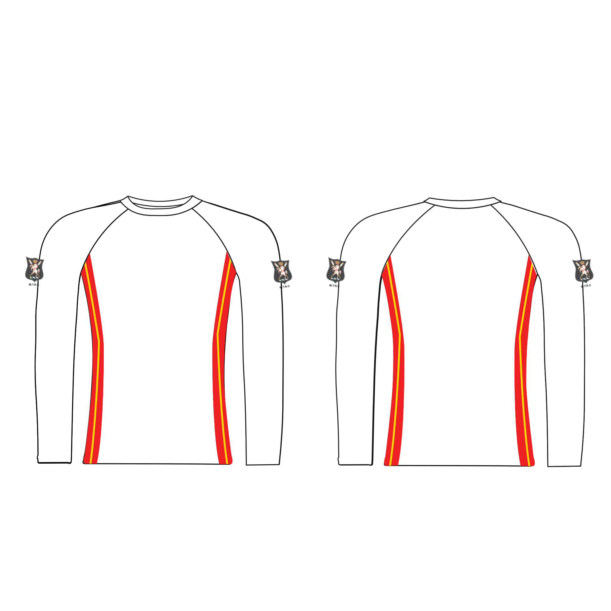 MEDWAY TOWNS ROWING Club LONG SLEEVE Base-Layer WHITE