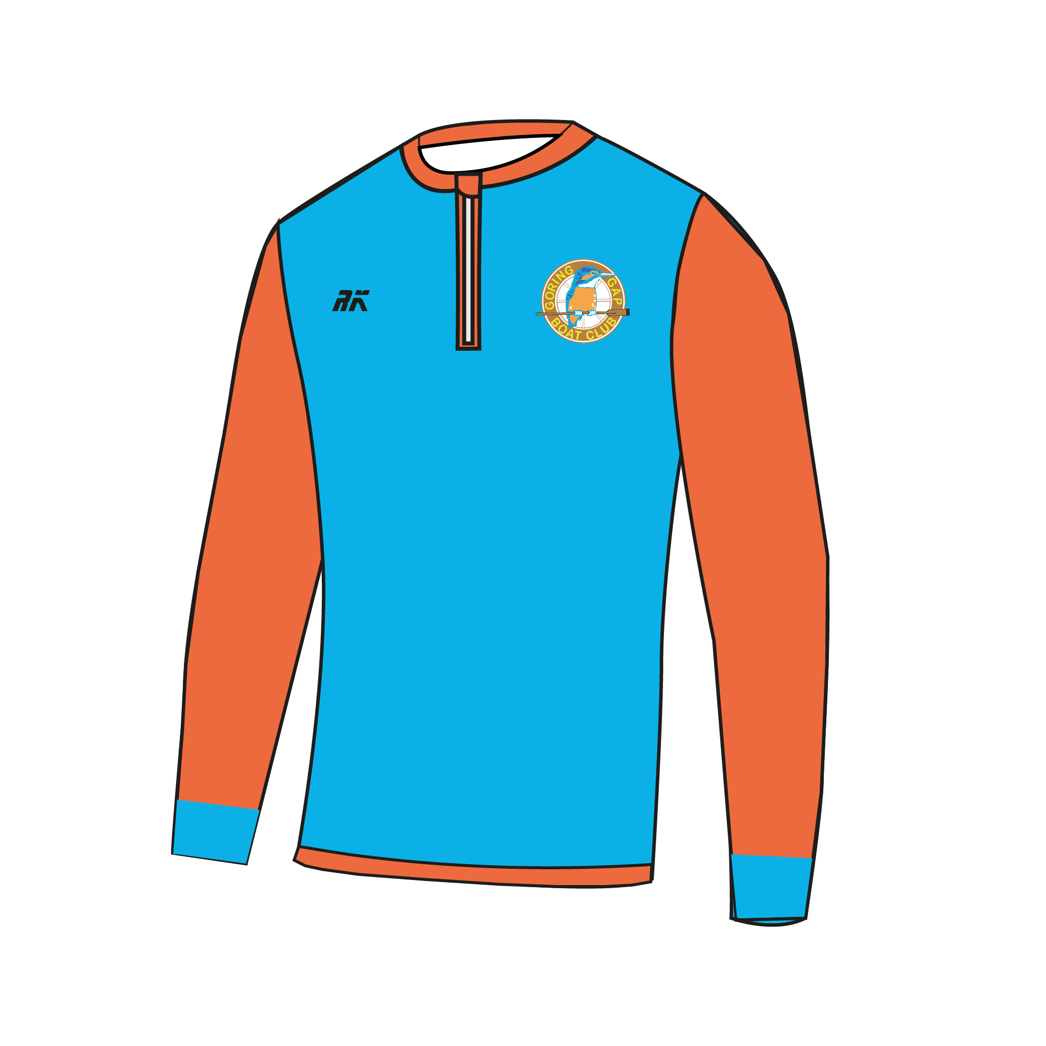 Goring Gap Boat Club Bespoke Zippered Long Sleeve Gym T-Shirt