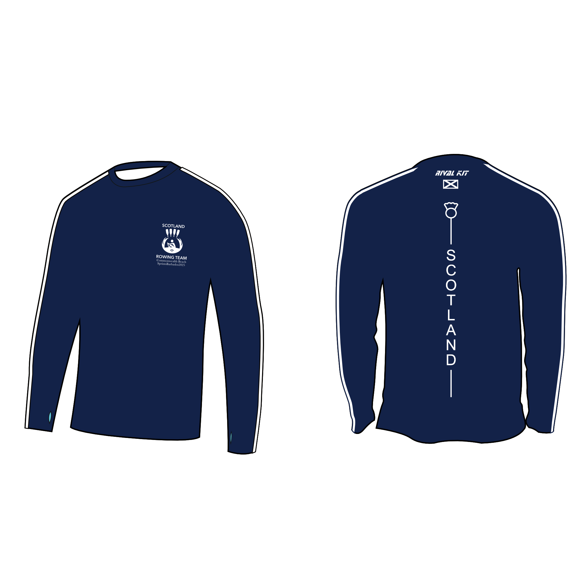 Scotland Rowing Team Long Sleeve Gym T-shirt navy