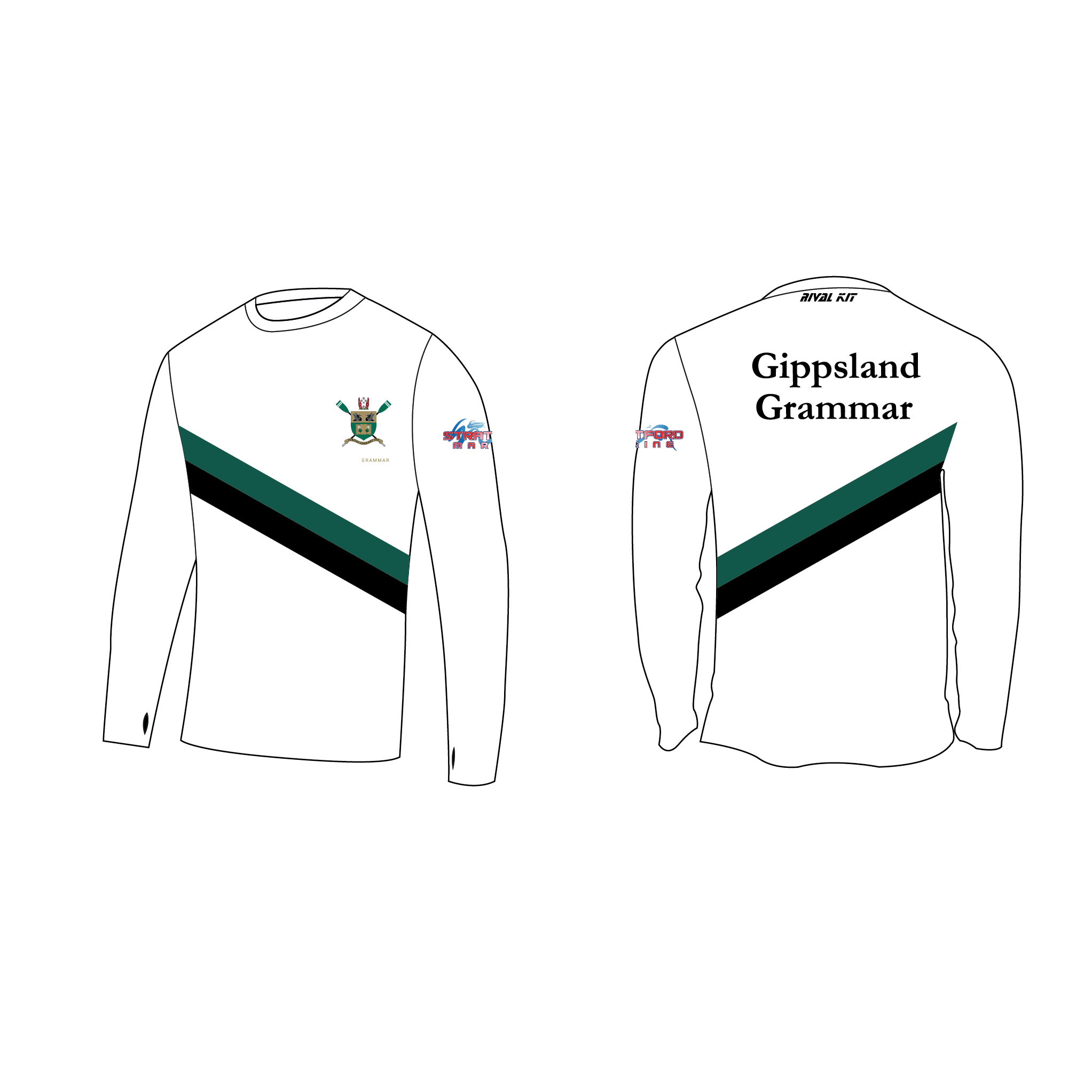 Gippsland Grammar Rowing Bespoke Long Sleeve Gym T-Shirt
