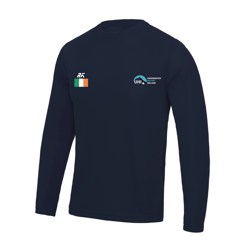 Underwater Hockey Ireland Navy Long Sleeve Gym T-shirt