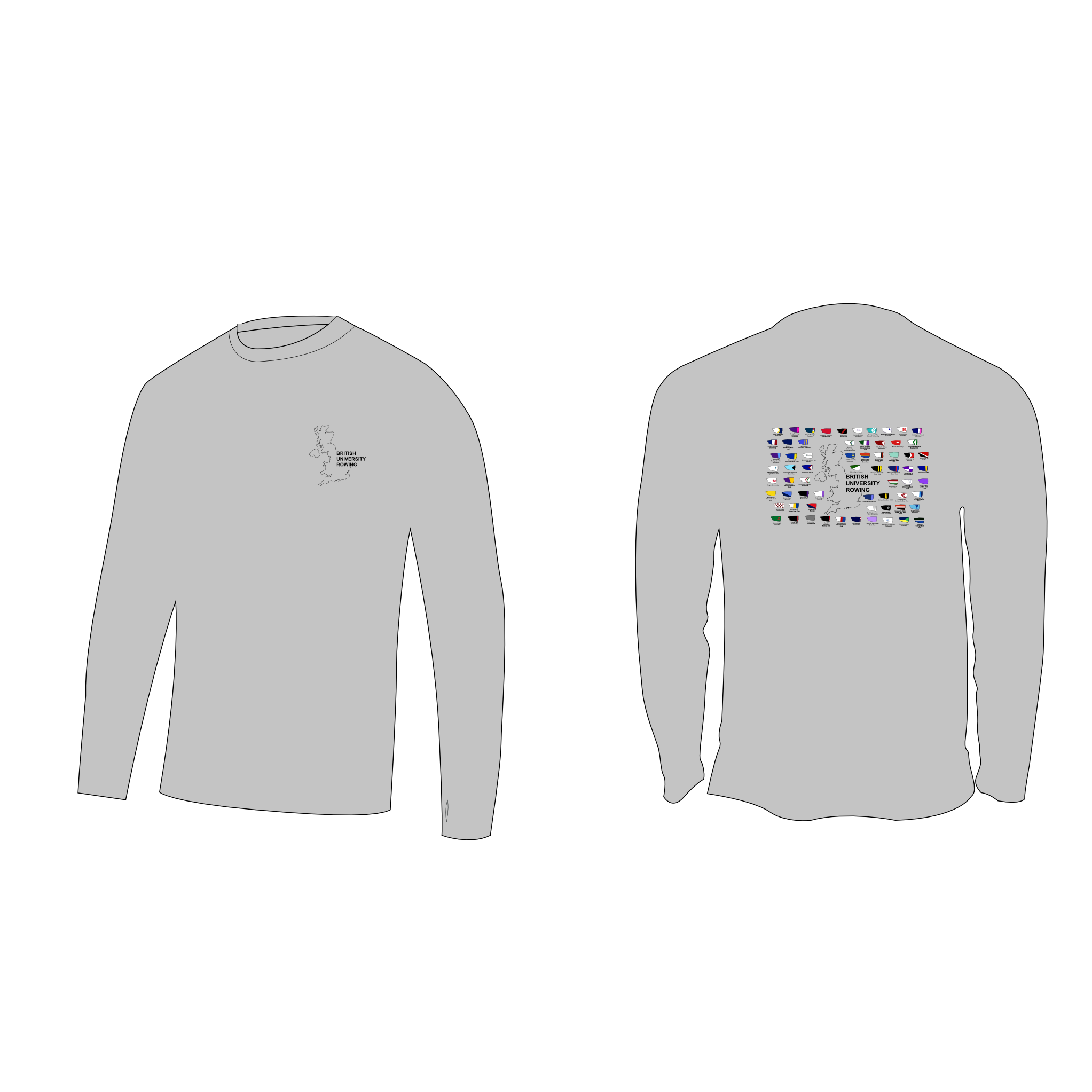 British uni rowing cotton Long sleeve GREY