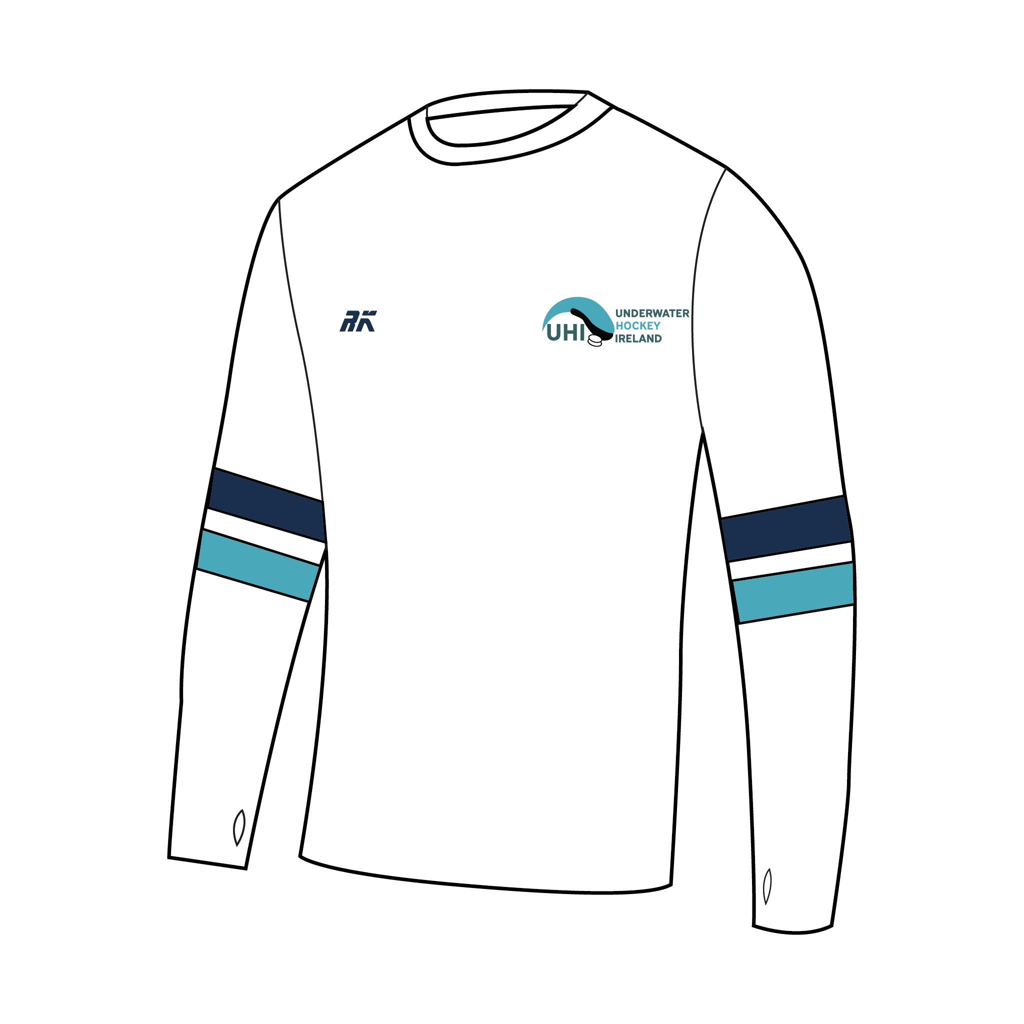 Underwater Hockey Ireland Bespoke Long Sleeve Gym T-Shirt 2