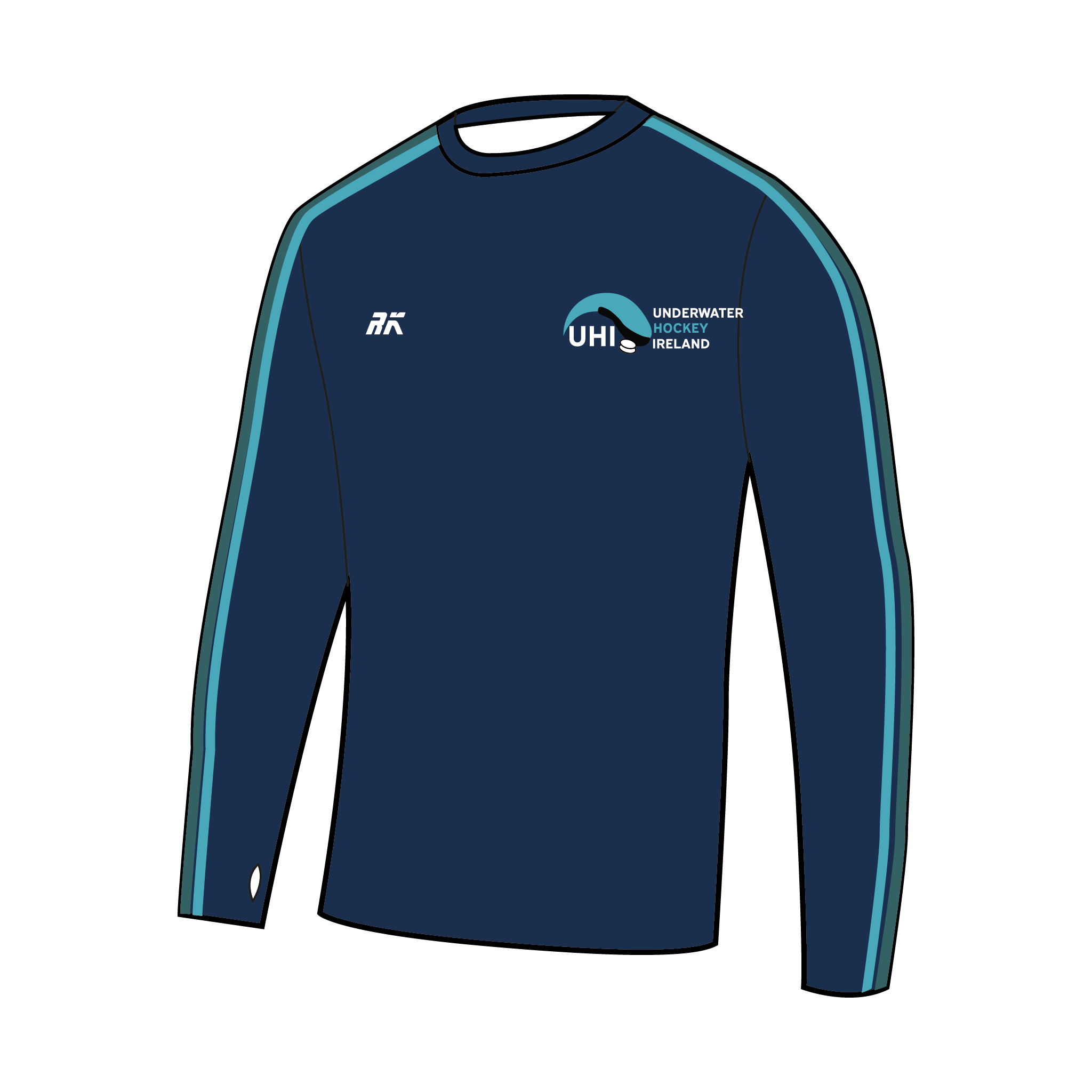 Underwater Hockey Ireland Bespoke Long Sleeve Gym T-Shirt 3
