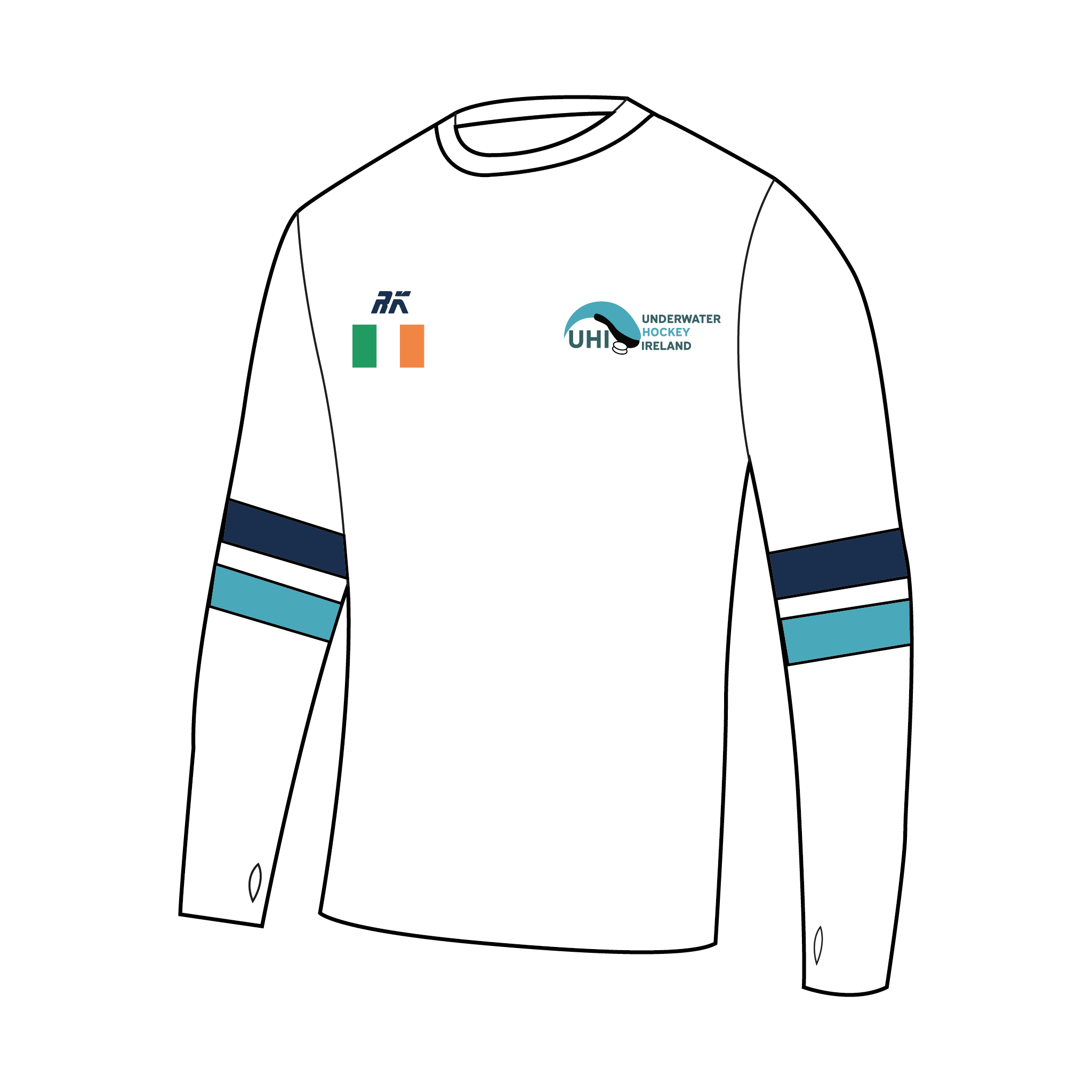 Underwater Hockey Ireland Bespoke Long Sleeve Gym T-Shirt 2