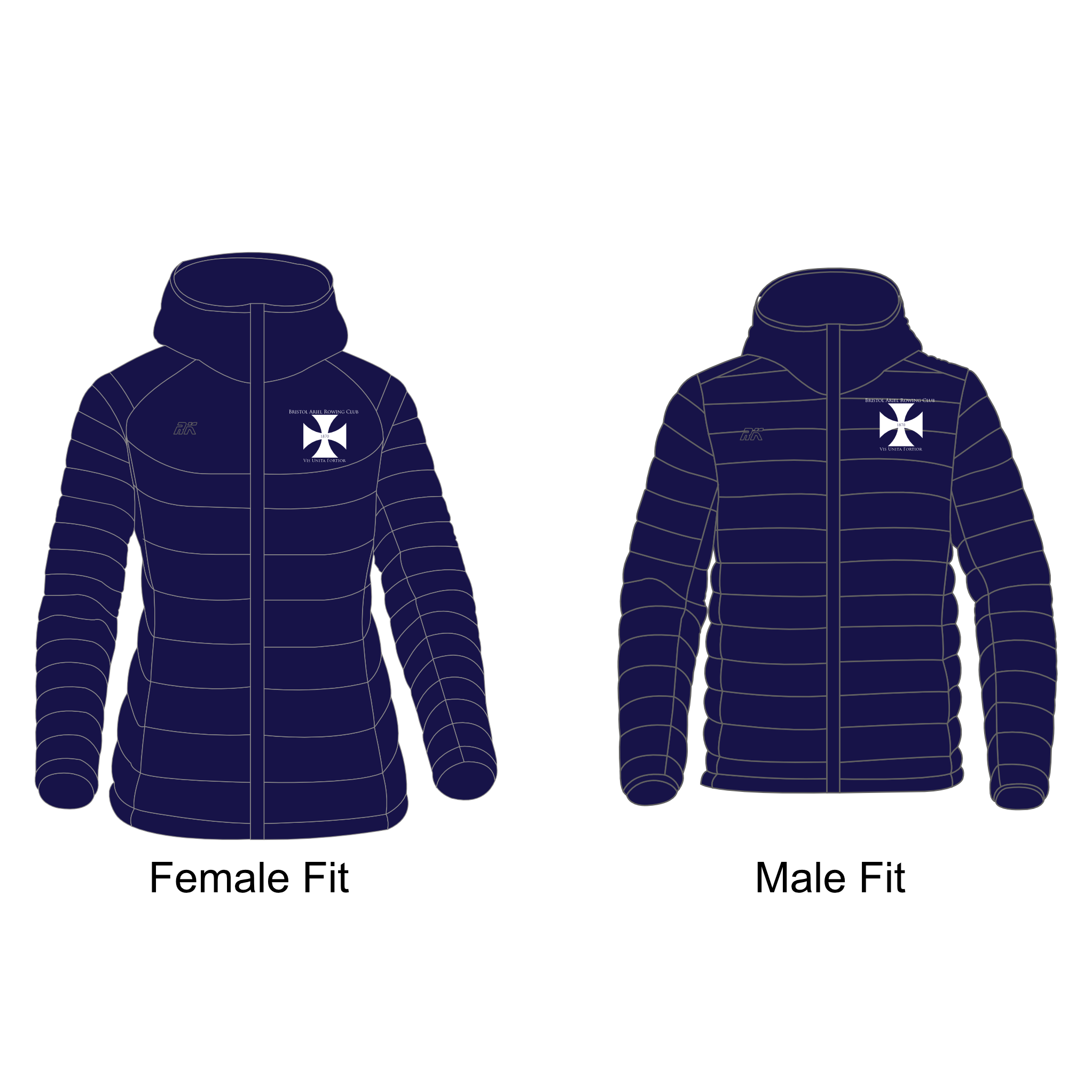 Bristol Ariel Rowing Club  Lightweight Puffa Jacket