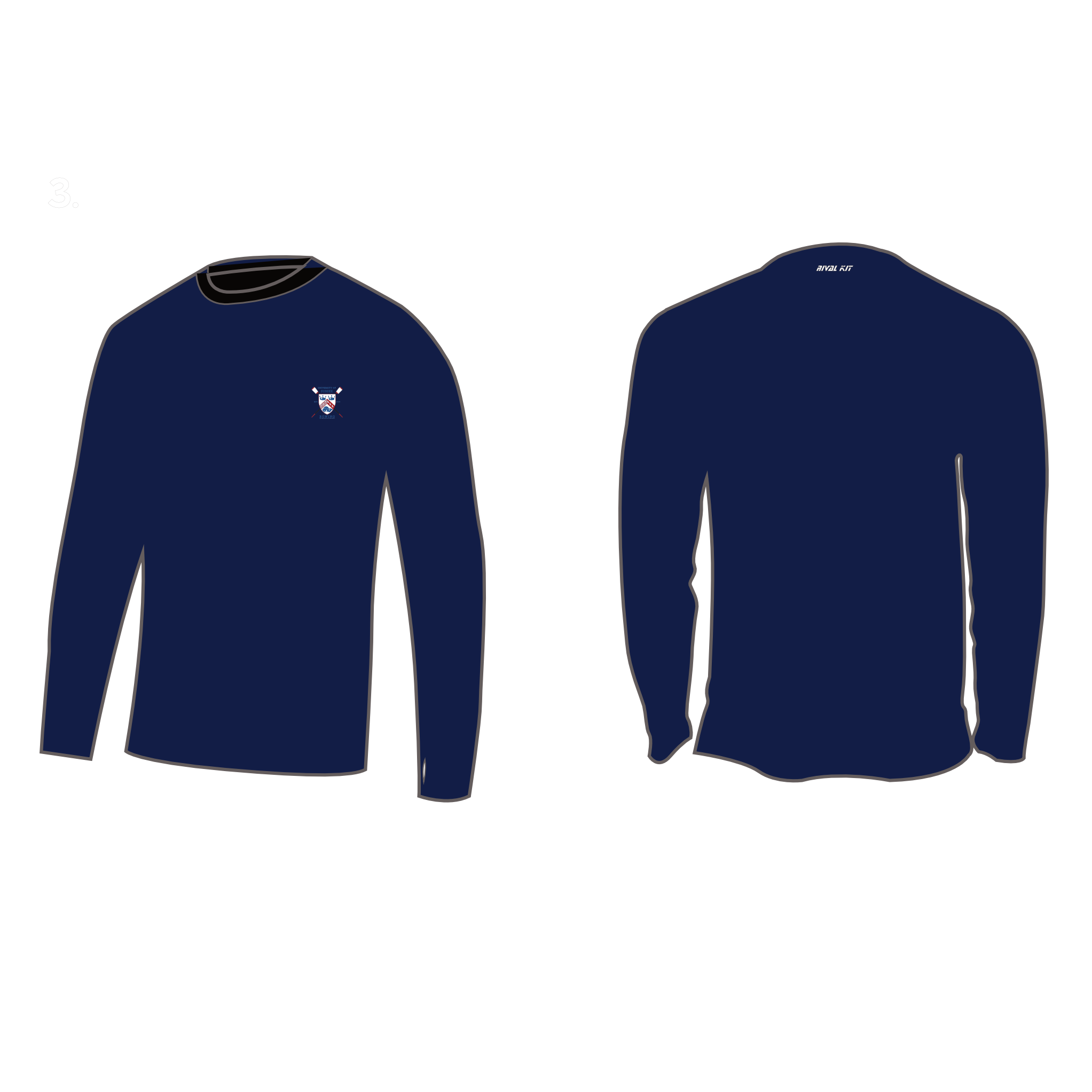 Sussex University Boat Club Long Sleeve Gym T-Shirt Navy