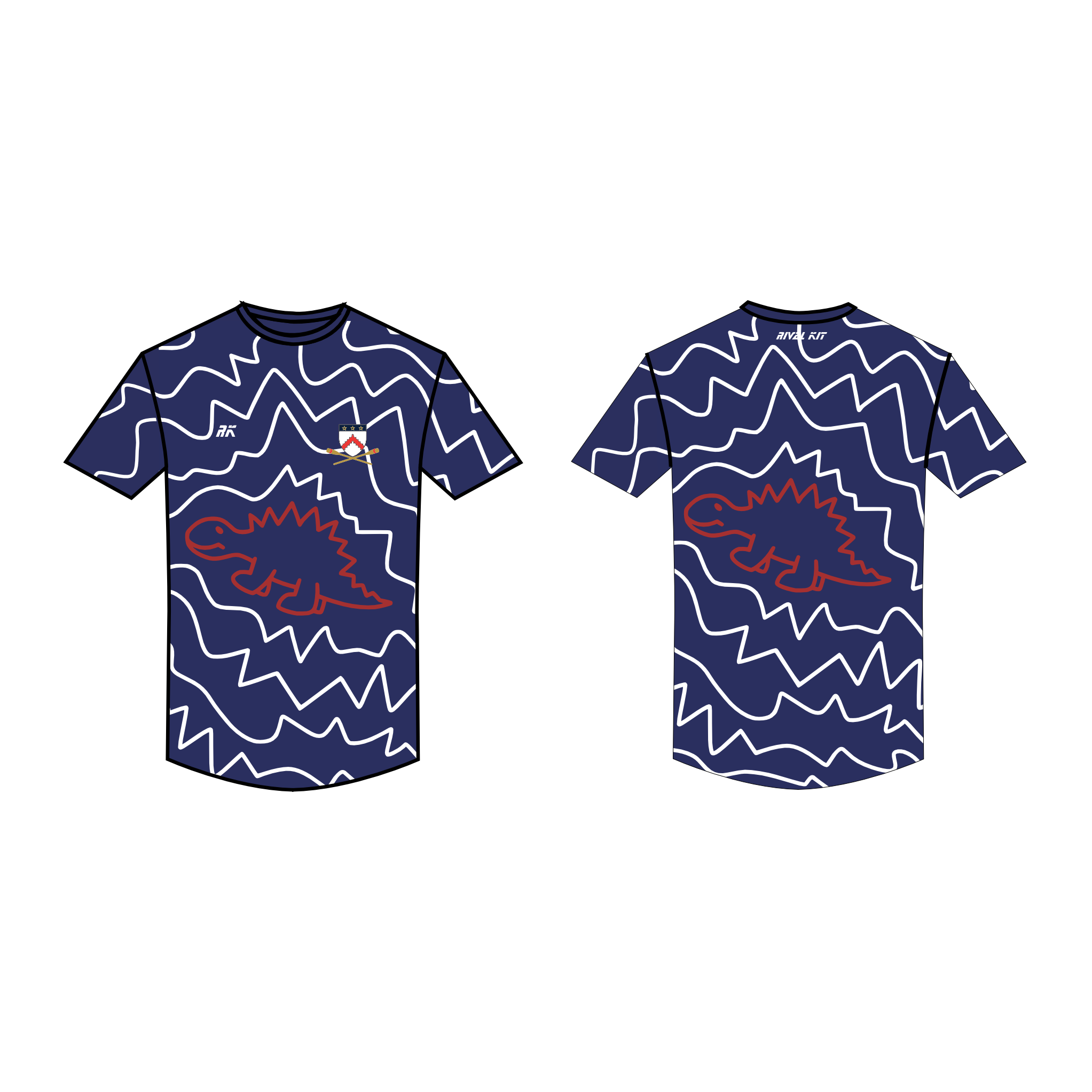 Keble College Oxford Boat Club Dinosaur Short Sleeve Gym T-Shirt