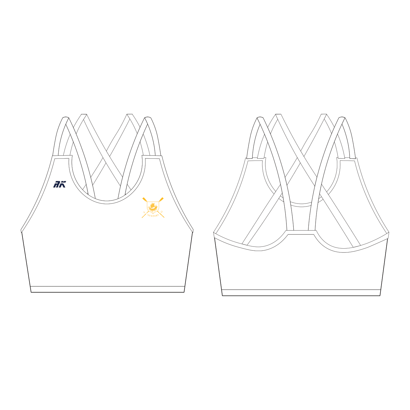 Newport Rowing Club Strappy Sports Bra White