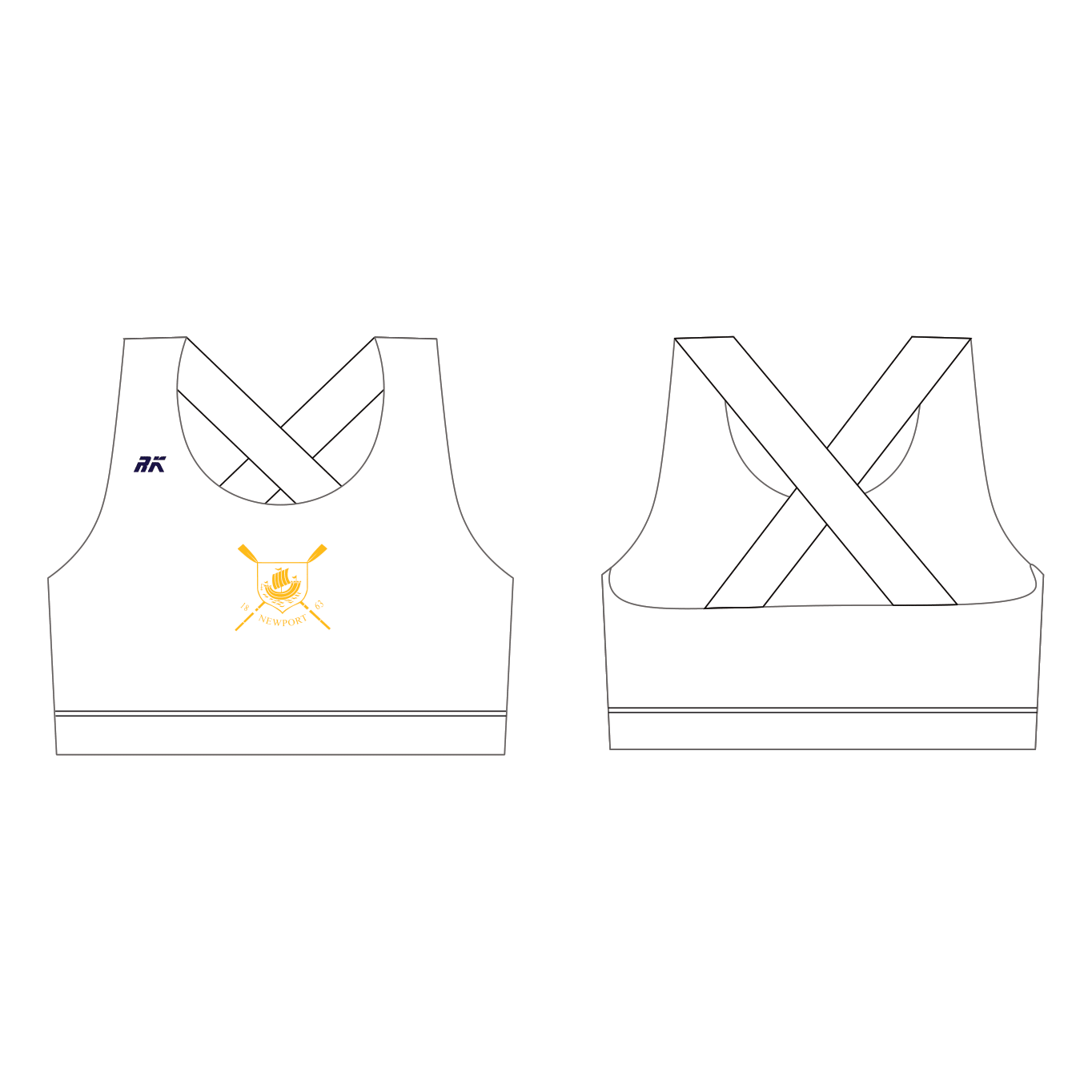 Newport Rowing Club Cross Strap Sports Bra White