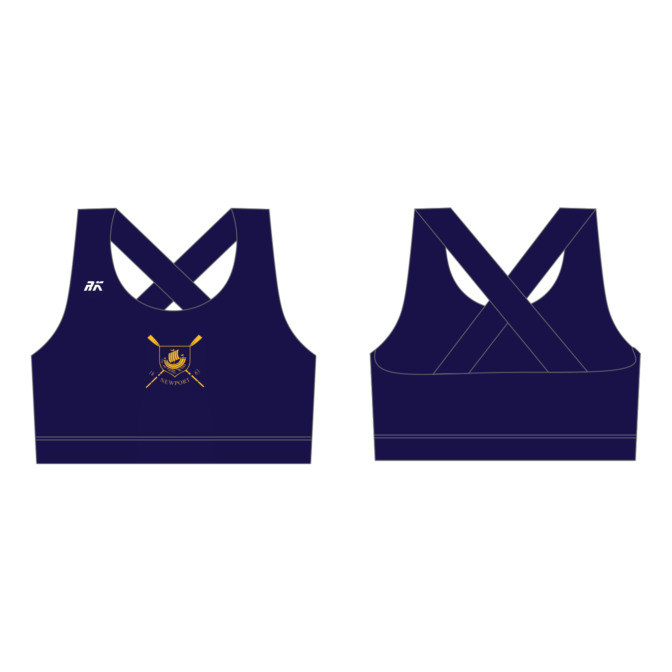 Newport Rowing Club Cross Strap Sports Bra Navy