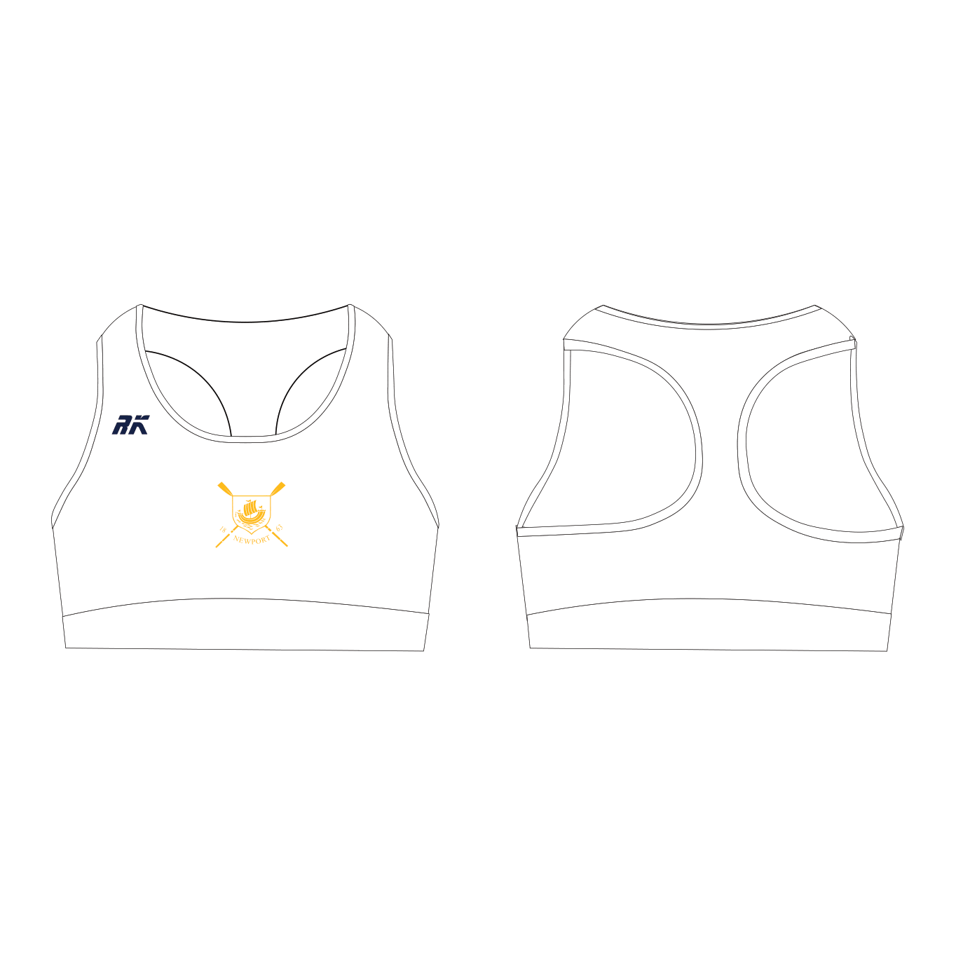Newport Rowing Club Racer Back Sports Bra White
