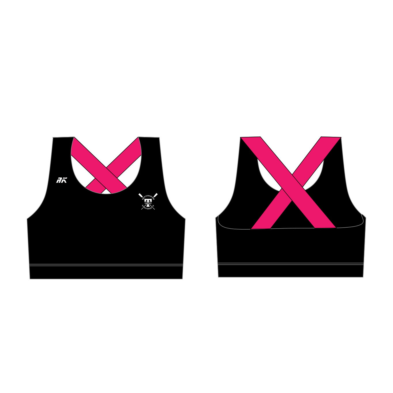 Nottingham Trent University Boat Club Black Cross Back Sports Bra