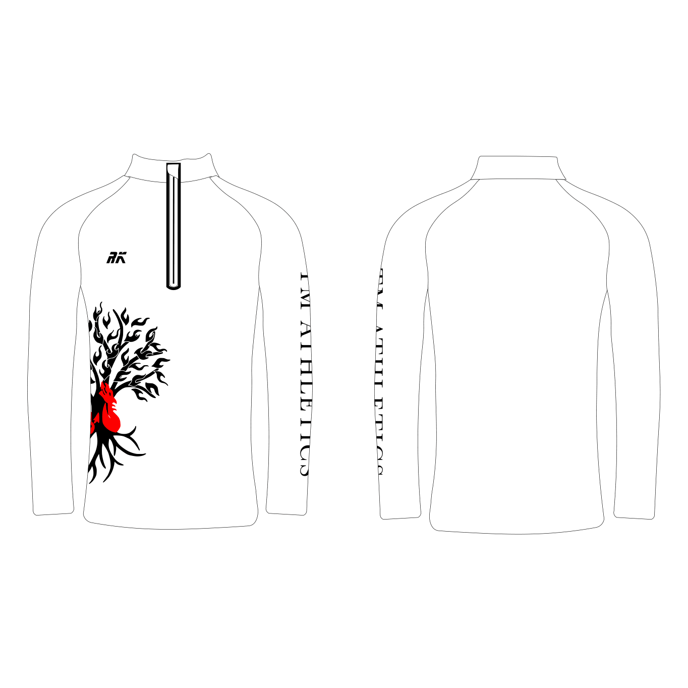 TM Athletics Performance Q-Zip White Logo Design