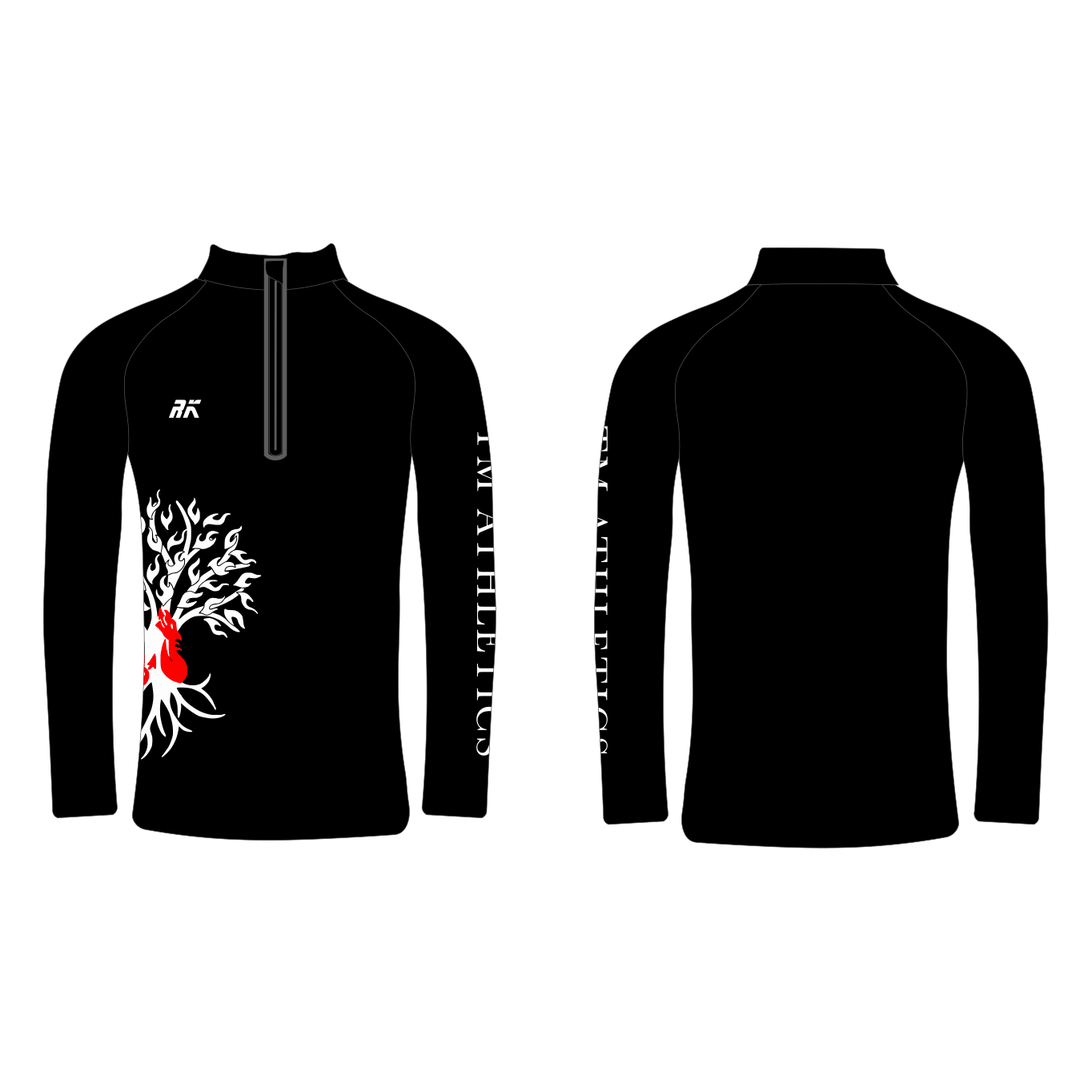 TM Athletics Performance Q-Zip Black Logo Design