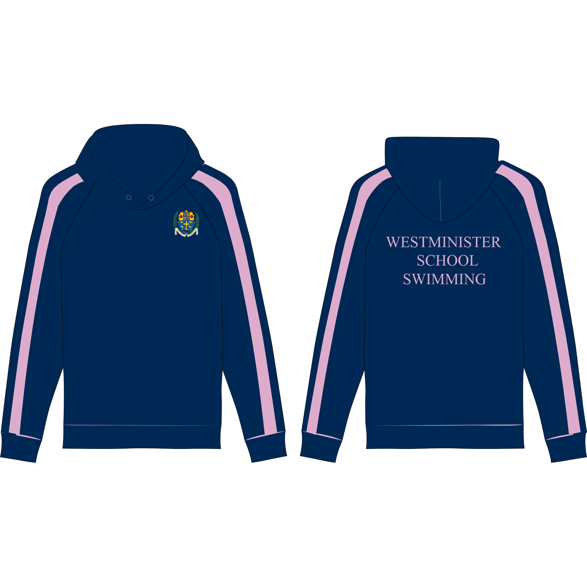 Westminster School's swimming full zip Hoodie NAVY / PINK