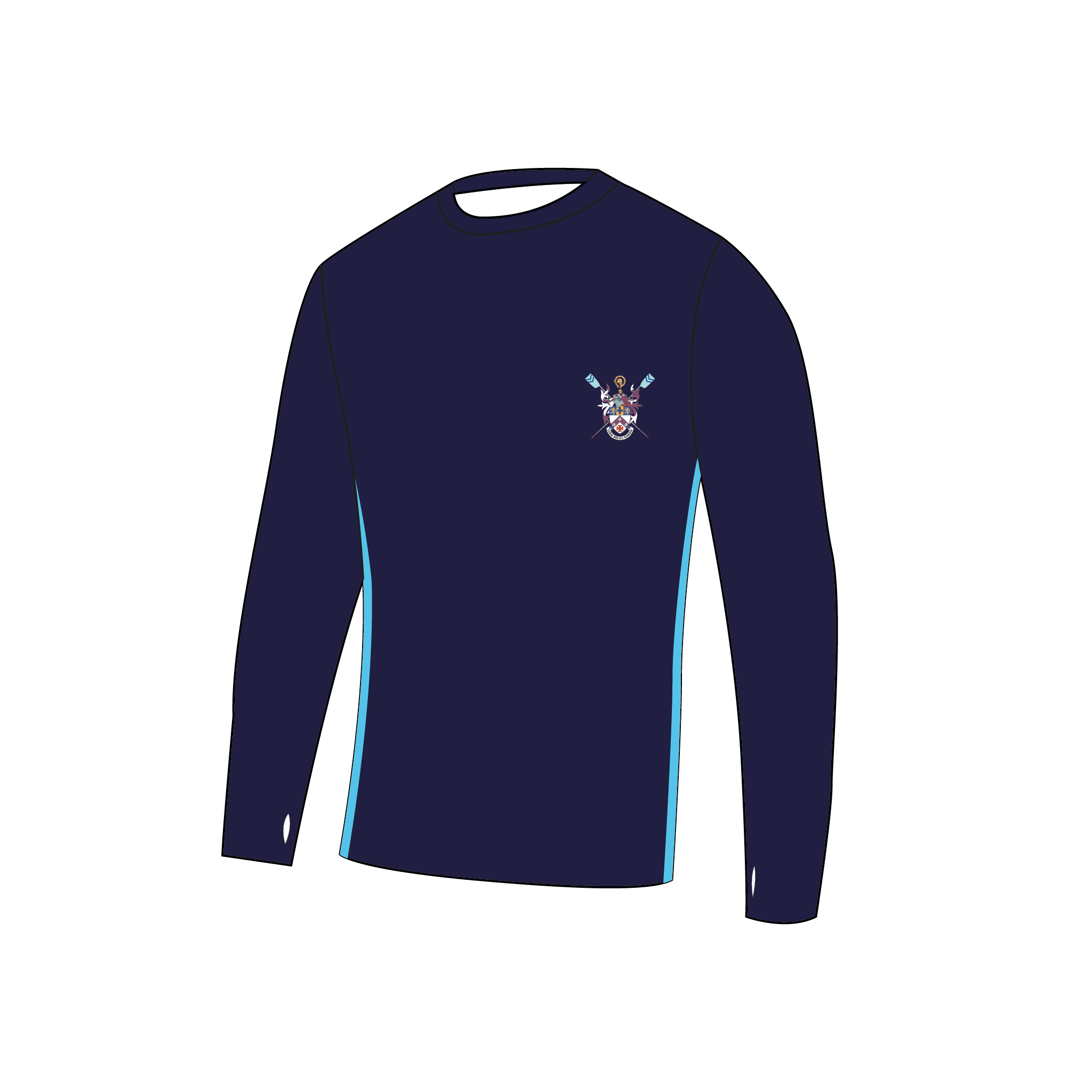 Hild Bede Navy Bespoke Long Sleeve Gym T-Shirt
