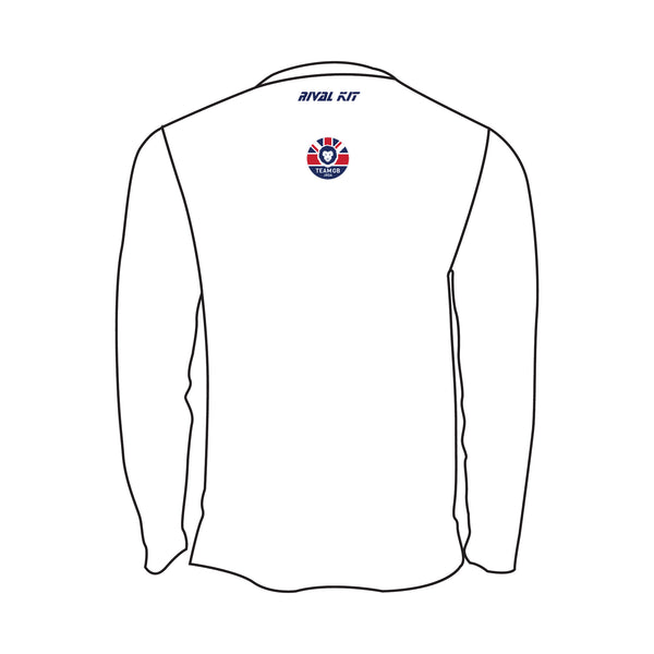 Team GB Junior Roller Derby White Bespoke Long Sleeve Gym T-Shirt 1