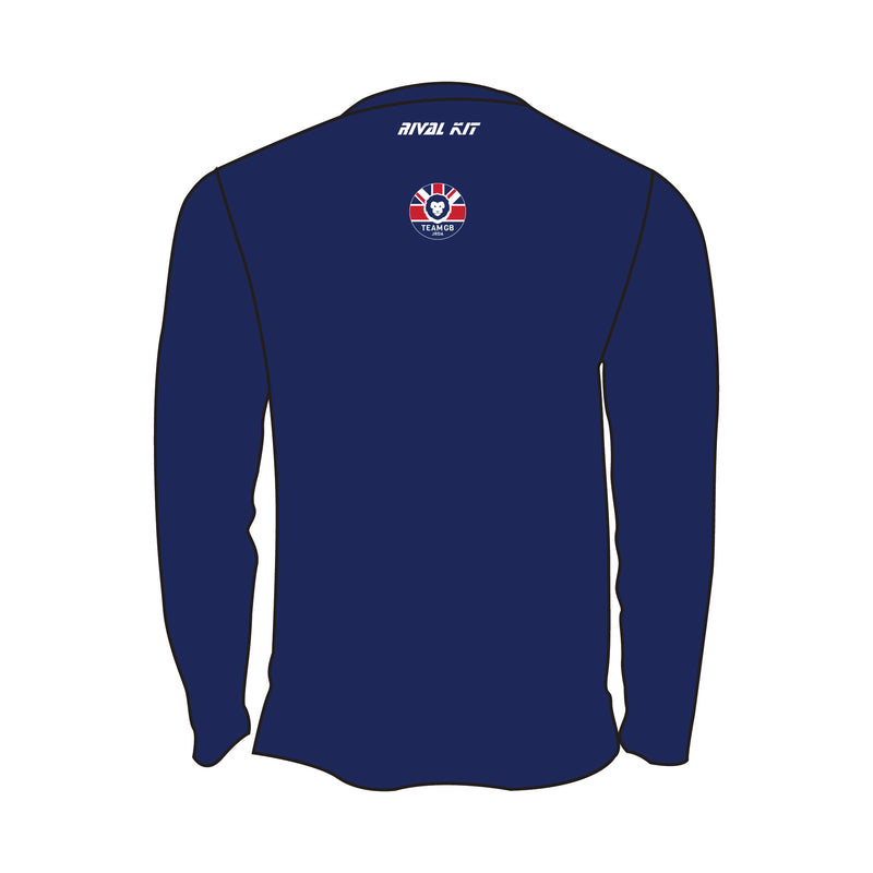 Team GB Junior Roller Derby Navy Bespoke Long Sleeve Gym T-Shirt 1