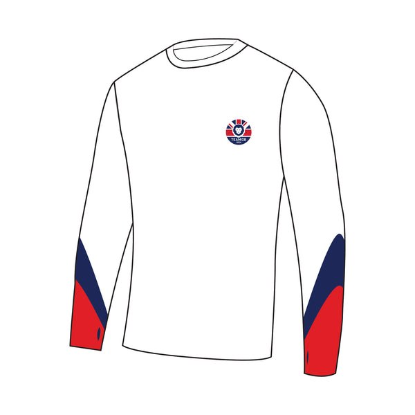 Team GB Junior Roller Derby White Bespoke Long Sleeve Gym T-Shirt 2