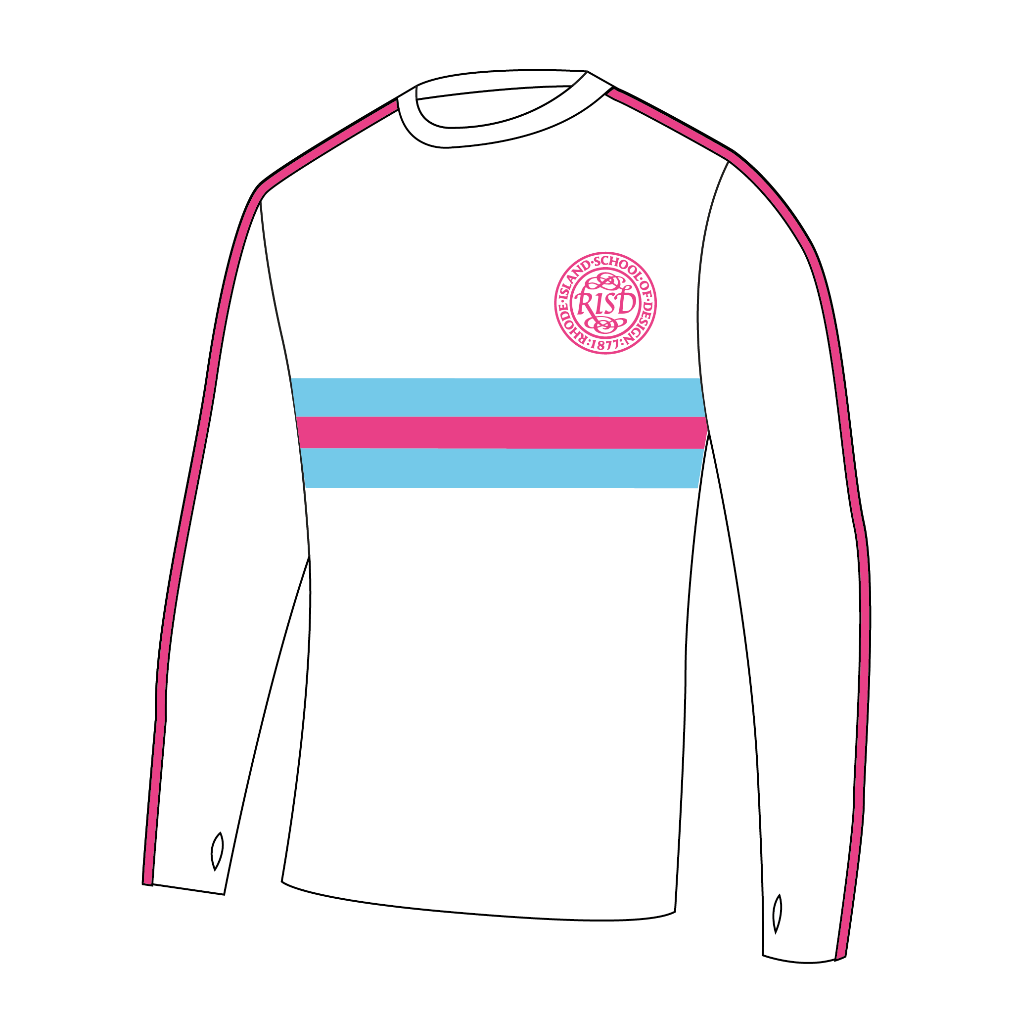 Rhode Island Design School Rowing Club Striped Long Sleeve Gym T-Shirt