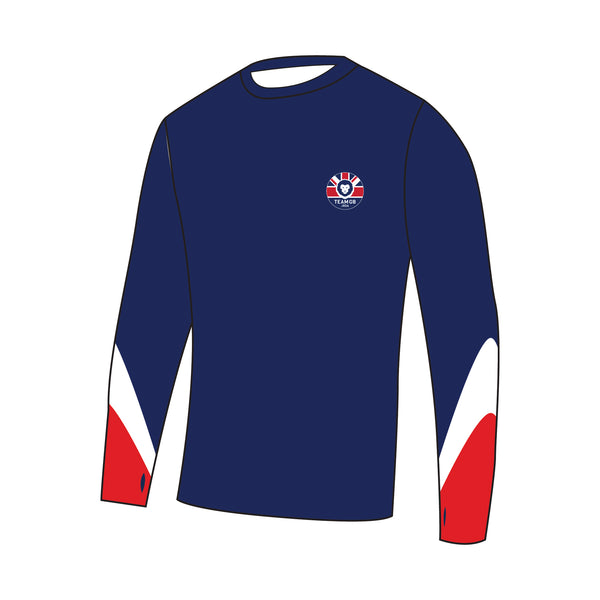 Team GB Junior Roller Derby Navy Bespoke Long Sleeve Gym T-Shirt 2